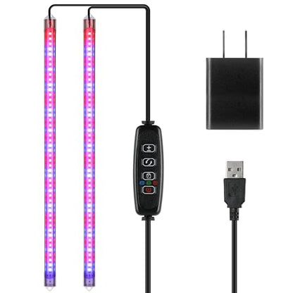 iPower LED Plant Grow Light Strips Full Spectrum with 3 Timing Modes, 10 Dimmable Levels 48 LEDs Per Tube, Sunlike Grow Lamp for Hydroponics Succulent