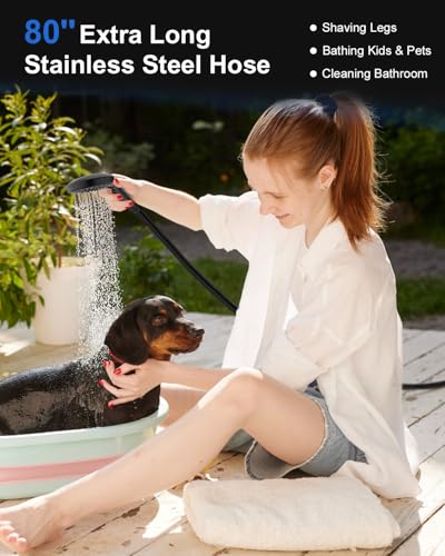 FASDUNT Shower Head with Handheld, High Pressure Showerhead with Hose Black - color: Matte Black, style: 6 Spray-Settings