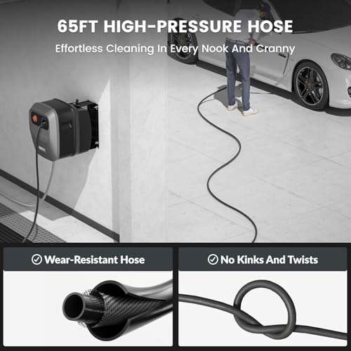 Giraffe Tools Grandfalls Retractable Wall Mount Pressure Washer G20B, 65FT