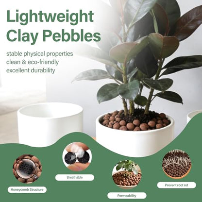 Halatool 14LB Leca Balls for Indoor Plants, 4-16mm Hydro Balls for Drainage - size: 14LB