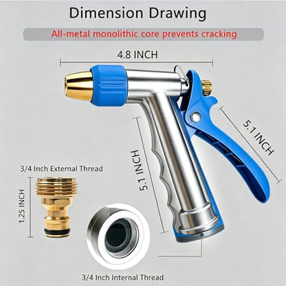 Garden Hose Nozzle, High Pressure Water Hose Nozzle Heavy Duty - color: Blue
