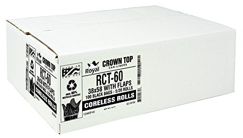 Aluf Plastics 60 Gal Black Coreless Roll Trash Bags, E-Z Tie (Pack of 100) - style: 55-60 Gal, 1.25 Mil Equiv, 100 Count