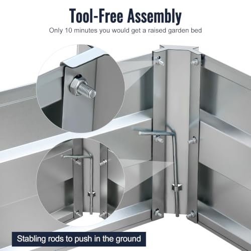 Galvanized Raised Garden Bed Kit, Metal Planter for Vegetables & Herbs, 13.5x3x1FT, Easy Assembly - size: 13.5x3x1FT