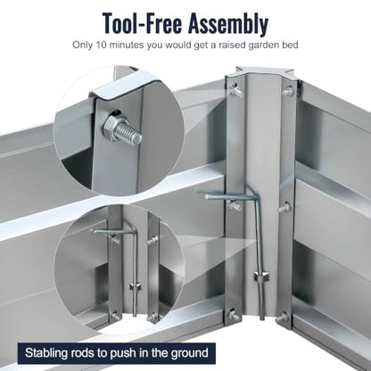 Galvanized Raised Garden Bed Kit, Metal Planter for Vegetables & Herbs, 13.5x3x1FT, Easy Assembly - size: 13.5x3x1FT