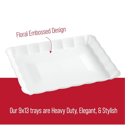 White Plastic Serving Trays - Serving Platters Rectangle 9X13 8 pack - color: White