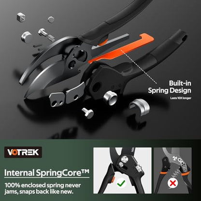Pruning Shears, Patented Stepless Handle Opening for Any Hands - color: Classic Black