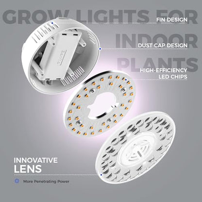 Barrina OG09 Puck Grow Light, 36W(4 x 9W), Pinkish White, Timer, 4 Packs - color: Pinkish White-White Cover, size: 4 Packs with Timer