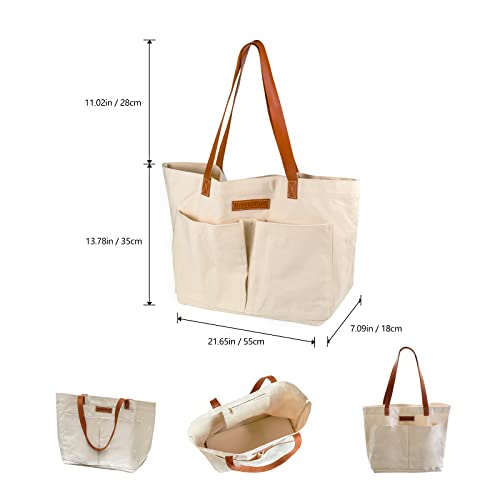Garden Tool Bag, Canvas Garden Tote With Pockets for Gardening
