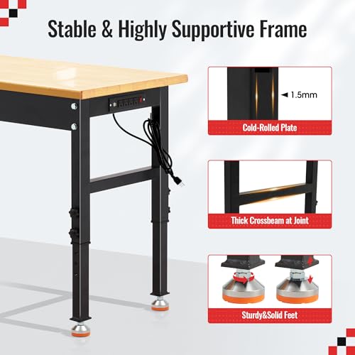 Antifir 48 * 20'' Adjustable Workbench, Heavy Duty Workstation - size: Socket|Rubber Pad|48"