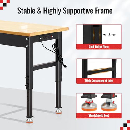 Antifir 48 * 20'' Adjustable Workbench, Heavy Duty Workstation - size: Socket|Rubber Pad|48"