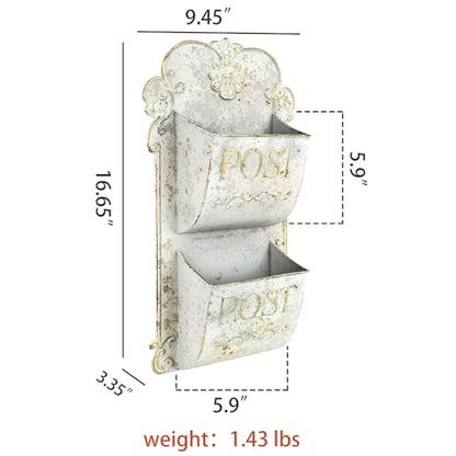 All Chic Metal Wall Planter - Outdoor Rustic Wall Mount Hanging Planter, White Gold - color: White Gold