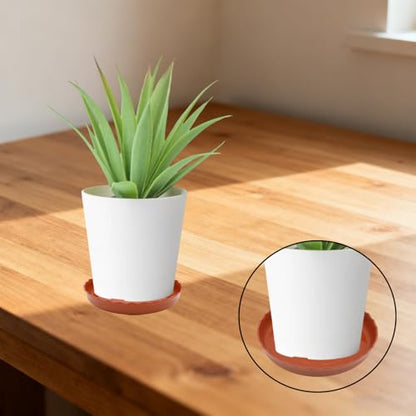 6 Pack Wave Plant Saucer 5 inch, Terracotta Plastic Tray for Pots - color: Terracotta, size: 5"