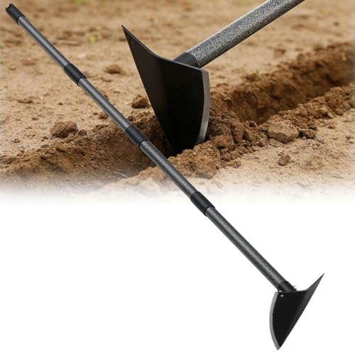 Garden Warren Hoe - Carbon Steel Sharp Triangle Hoe, 60" Adjustable Long Handle, Heavy Duty Gardening Hand Hoe For Weeding Digging Loosening Soil, Stand Weeder Remover Tool For Yard Lawn Flower Beds - size: 60"