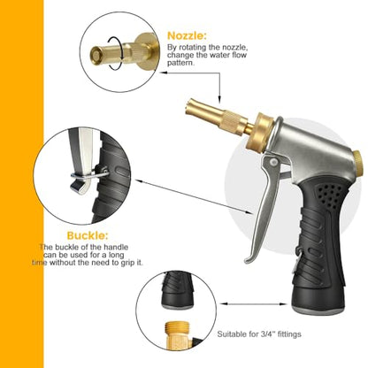 Garden Hose Nozzle with Soap Dispenser, Adjustable Metal Foam Gun - style: Foam Gun A