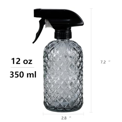 12Oz Glass Plant Spray Bottle with Black Plastic Top Pump - color: Gray