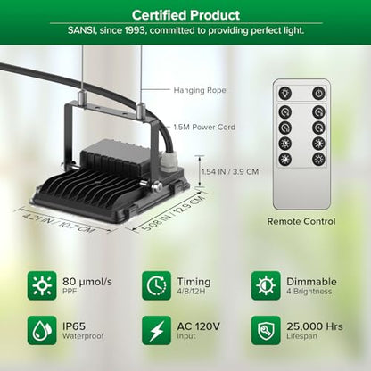 SANSI Dimmable 45W Full Spectrum LED Grow Light 3000K 5000K 660nm 730nm