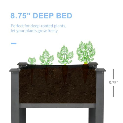Outsunny Raised Garden Bed with Legs, Bed Liner 48" x 22" x 30", Dark Gray - color: Dark Gray, size: 48" x 22" x 30"