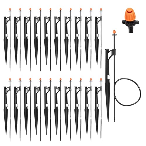 20 Sets 180° Drip Irrigation Micro Sprinkler Heads with 13" Stake - size: 20 Sets 180° Sprinkler Heads