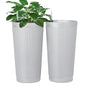 FENCY Self Watering Tall Planters Set of 2, White Round - color: White-round Ribbed