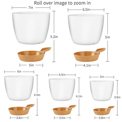 GARDIFE 5/5.5/6/6.5/7 Inch Self Watering Planters, White - color: 7-white, size: 7/6.5/6/5.5/5 inch|5 pcs