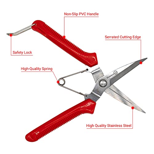 Sanung 910 2 PACK Garden Pruning Shears Multipurpose Flower Stems Branch Fruit Picking Shears Scissors Gardening Hand Pruners with Straight Steel Blades Safety Lock