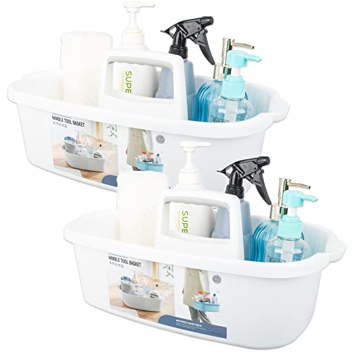 Large Cleaning Supplies Caddy Portable Shower Caddy Basket White 2 Pack - color: White, size: Large, 2pcs