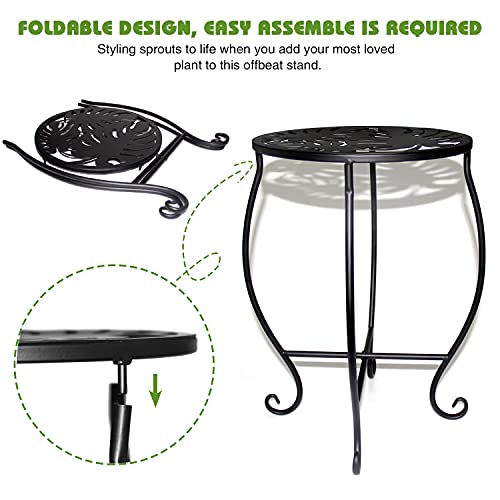 2 Pack Round Metal Plant Stands, 15" Tall Rustproof Iron Flower Pot Holder