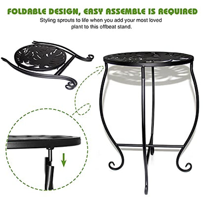 2 Pack Round Metal Plant Stands, 15" Tall Rustproof Iron Flower Pot Holder