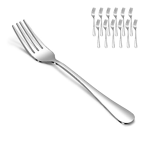 SANTUO Dessert Forks Set - 12-piece Stainless Steel Salad Forks Cream Fork Flatware Set Reusable for Household Use or Camping - Silver 6.7 Inches - size: 6.7Inch(Dessert Fork)-12P