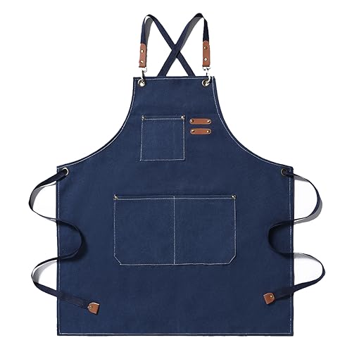Kitchen Chef Aprons for Women and Men with 3 Pockets for Cooking BBQ Bib Work - color: Blue