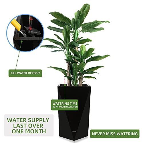 Dexceder 20 Inches Self Watering Tall Planter (Black) - color: Black, size: 20
