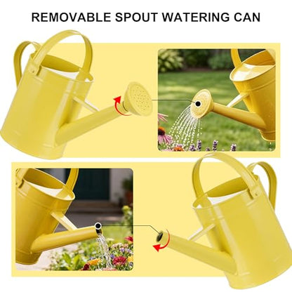 Topadorn 55 oz Metal Watering Can with Long Spout for Indoor Plants, Yellow
