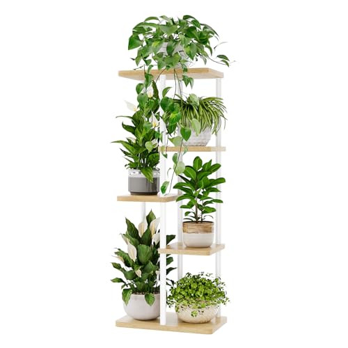 Bamworld Plant Stand 5 Tier Corner Shelf for Multiple Plants White - color: White, size: 5 Tier