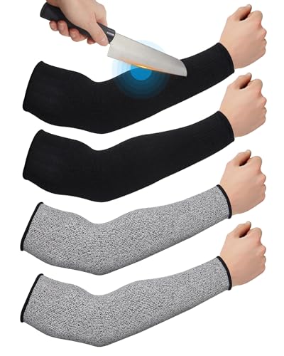 Geyoga 2 Pairs Arm Sleeves Guards Skin Protectors.X-Large;Hppe;Black, Gray - color: Black, Gray, size: X-Large, style: Hppe