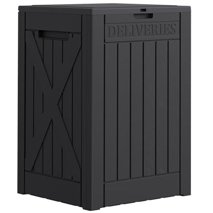 JUMMICO 52 Gallon Resin Package Delivery Box Lockable&Waterproof - color: Black