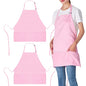 Jubatus 2 Pack 3 Pockets Adjustable Bib Apron Chef Kitchen Cooking Aprons for Women Men, Pink - color: Pink