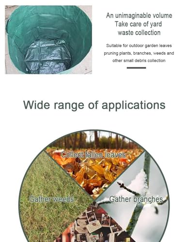 Reusable Garden Waste Bag, 80 Gallon Capacity, Heavy Duty with 4 Handles, Green,Collapsible Gardening Containers for Lawn and Leaf Trash,Weed Bag ﻿ (1)