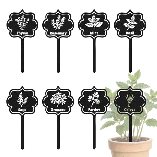 CUTHOLLOW 8PCS Herb Garden Markers, Metal Herb Labels - style: Herbs