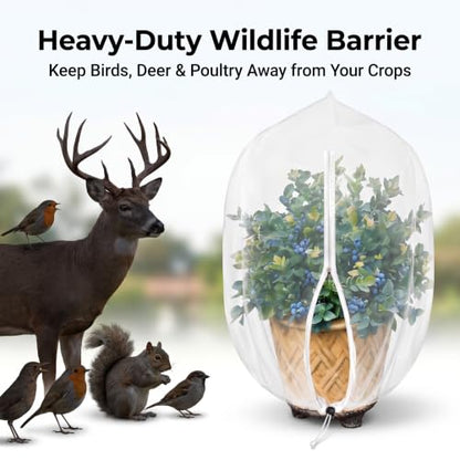 Bush Netting Cover 2 Pack 2.5ft x 3.3 ft, Bird Netting with Zipper & Drawstring, Reusable Berry Bush Netting for Lowbush Blueberries & Garden Plants, Bird Deer Insect and Poultry Barrier