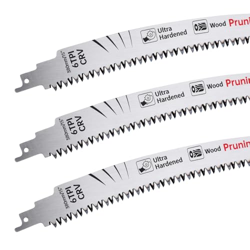 15 Inch Arc Curved Reciprocating Saw Blades 6TPI CR-V Steel 3 Pack