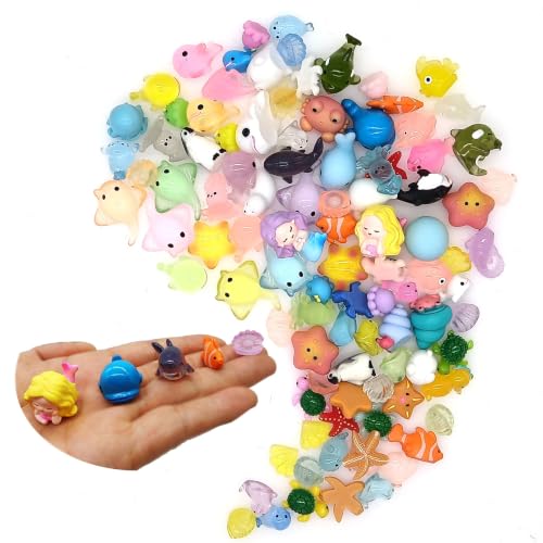100 Pcs Ocean Mini Resin Animals Figures