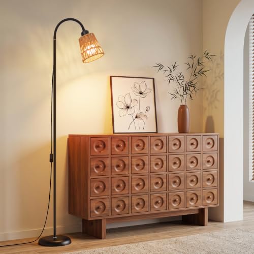 Boho Black Floor Lamp for Living Room,Bulb Included - color: Black-1