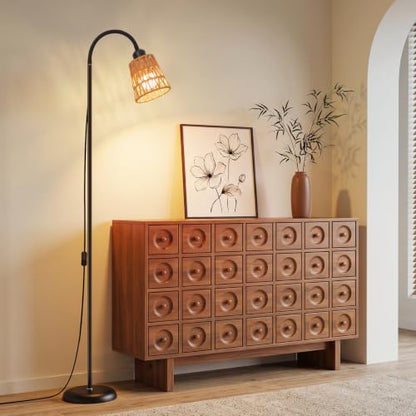 Boho Black Floor Lamp for Living Room,Bulb Included - color: Black-1
