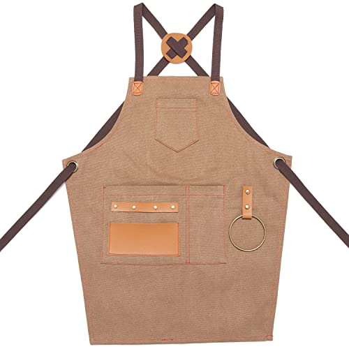 NEOVIVA Work Apron for Kid Boys with Pockets,Canvas Tool Apron for Kids - color: Golden Rod