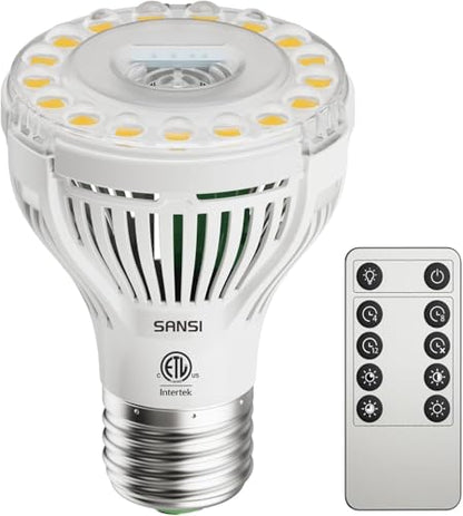 SANSI 5W Dimmable Grow Light Bulb, Full Spectrum with Remote Control - size: PPFD 53