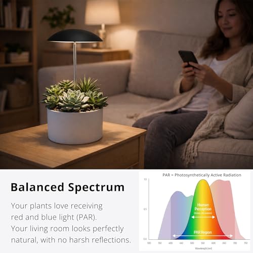 Smart LED Grow Light for Indoor Plants, Programmable Timer and Dim - color: Black