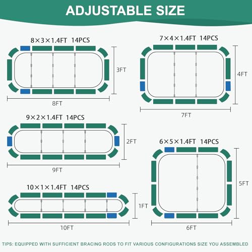 5 in 1 Galvanized Raised Garden Bed, 8x3x1.4ft, Grey - color: Gray, size: 8x3x1.4ft (1pack)
