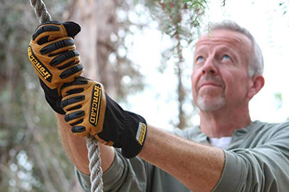 Ironclad Ranchworx Work Gloves RWG2, Premier Leather Work Glove, Performance Fit, Durable, Machine Washable, (1 Pair), RWG2-04-L,Brown/Black - size: Large (Pack of 1)