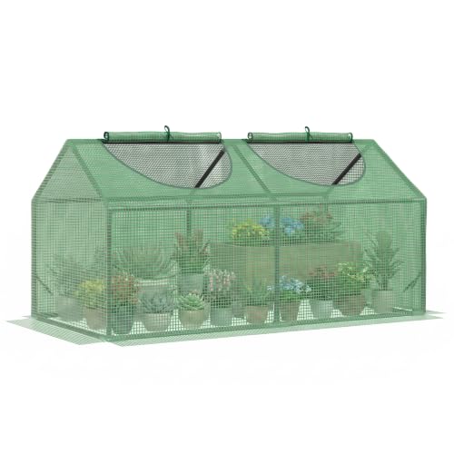 Outsunny 4' x 2' x 2' Portable Mini Greenhouse, Small Green House, Green - color: Green, size: 4' x 2' x 2'
