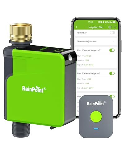 RAINPOINT WiFi Hose Timer, Brass Inlet Smart Sprinkler Timer for Watering, WiFi Watering Timer for Garden Hose with Hub, APP & Voice Control, Automatic Irrigation System for Lawns and Yard